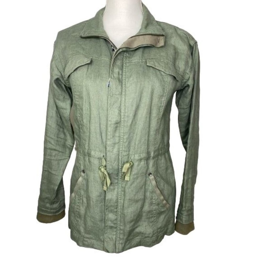 Michael Stars ladies green linen jacket lightweight full zip size XS - Picture 1 of 14